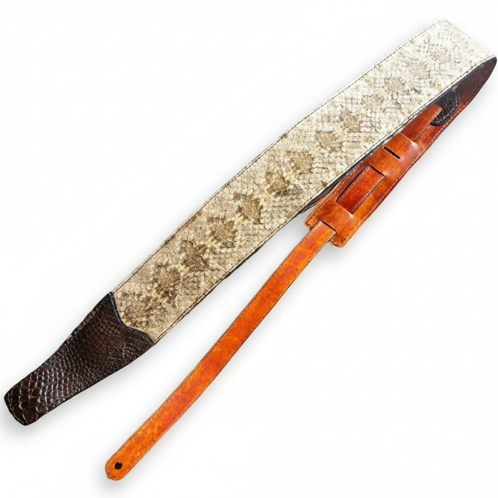 JIMI BROWN ALLIGATOR & DIAMOND RATTLESNAKE GUITAR STRAP