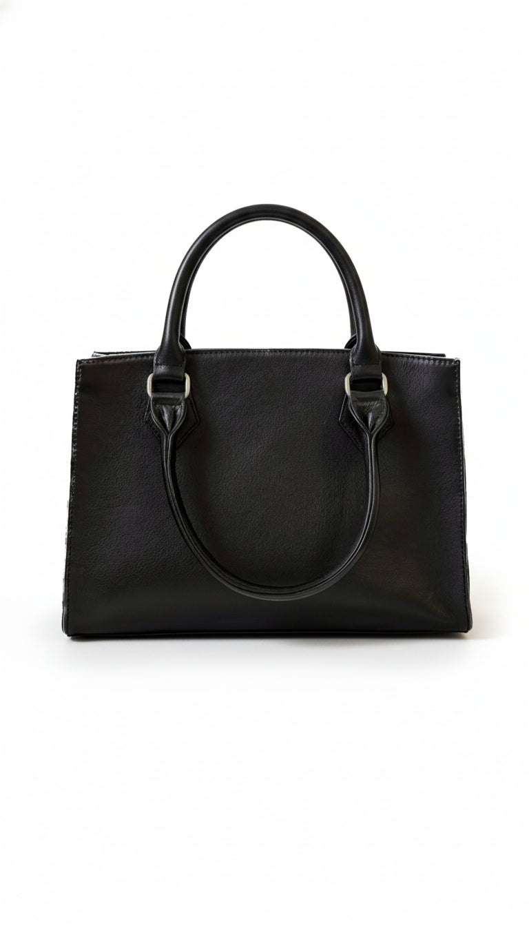 Genuine Ostrich black-leg bison handbag