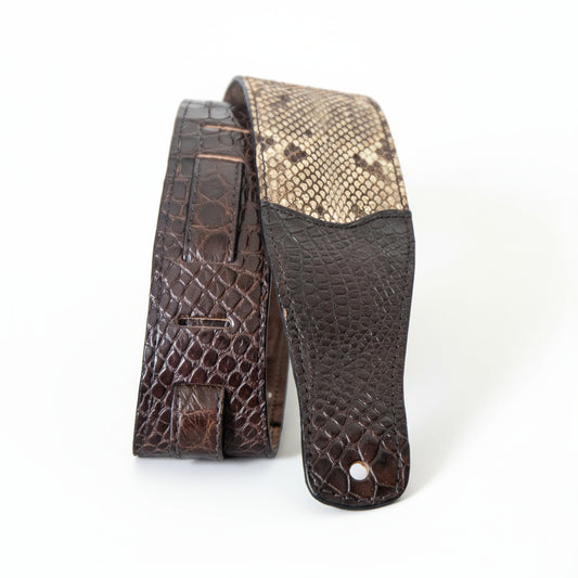 JIMI BROWN ALLIGATOR & DIAMOND RATTLESNAKE GUITAR STRAP