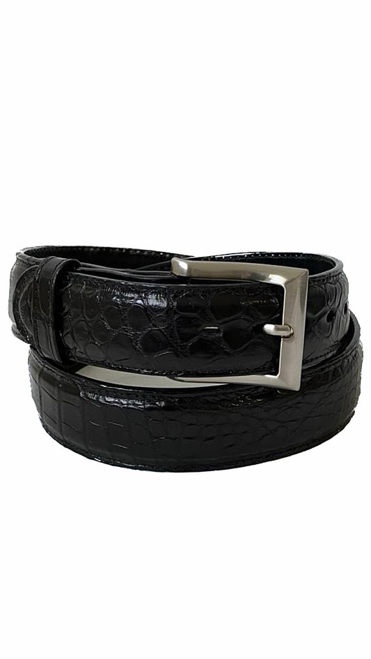 genuine alligator belt silver buckle