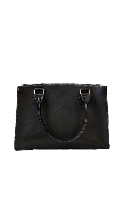 Genuine Ostrich black-leg bison handbag